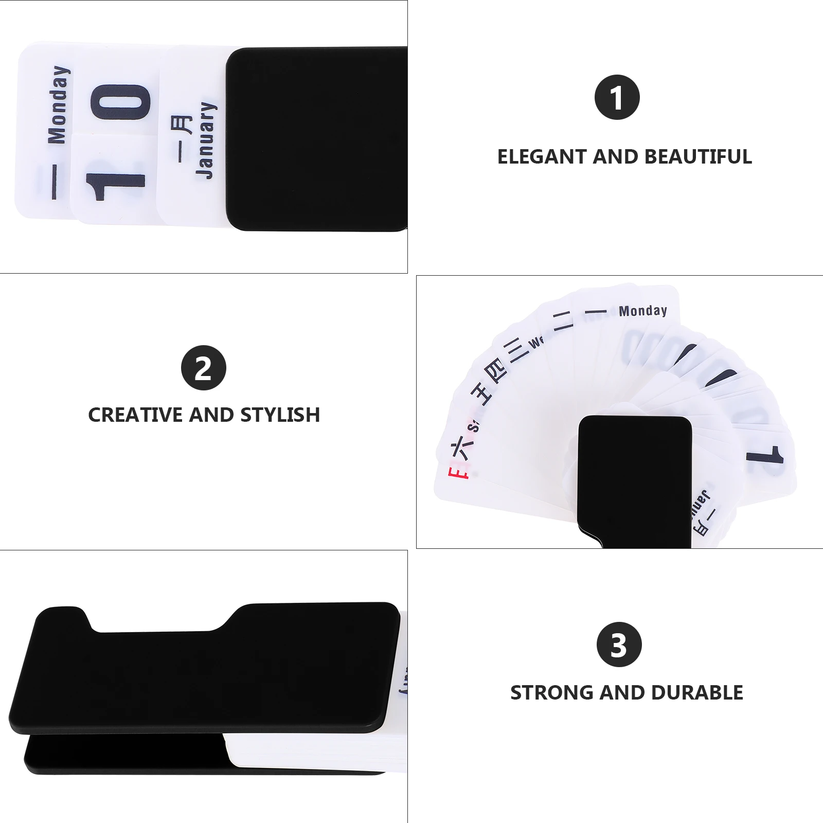 

Plastic Desktop Perpetual Calendar Creative Manual Adjustable Minimalist Nordic Table Calendar for Home Office