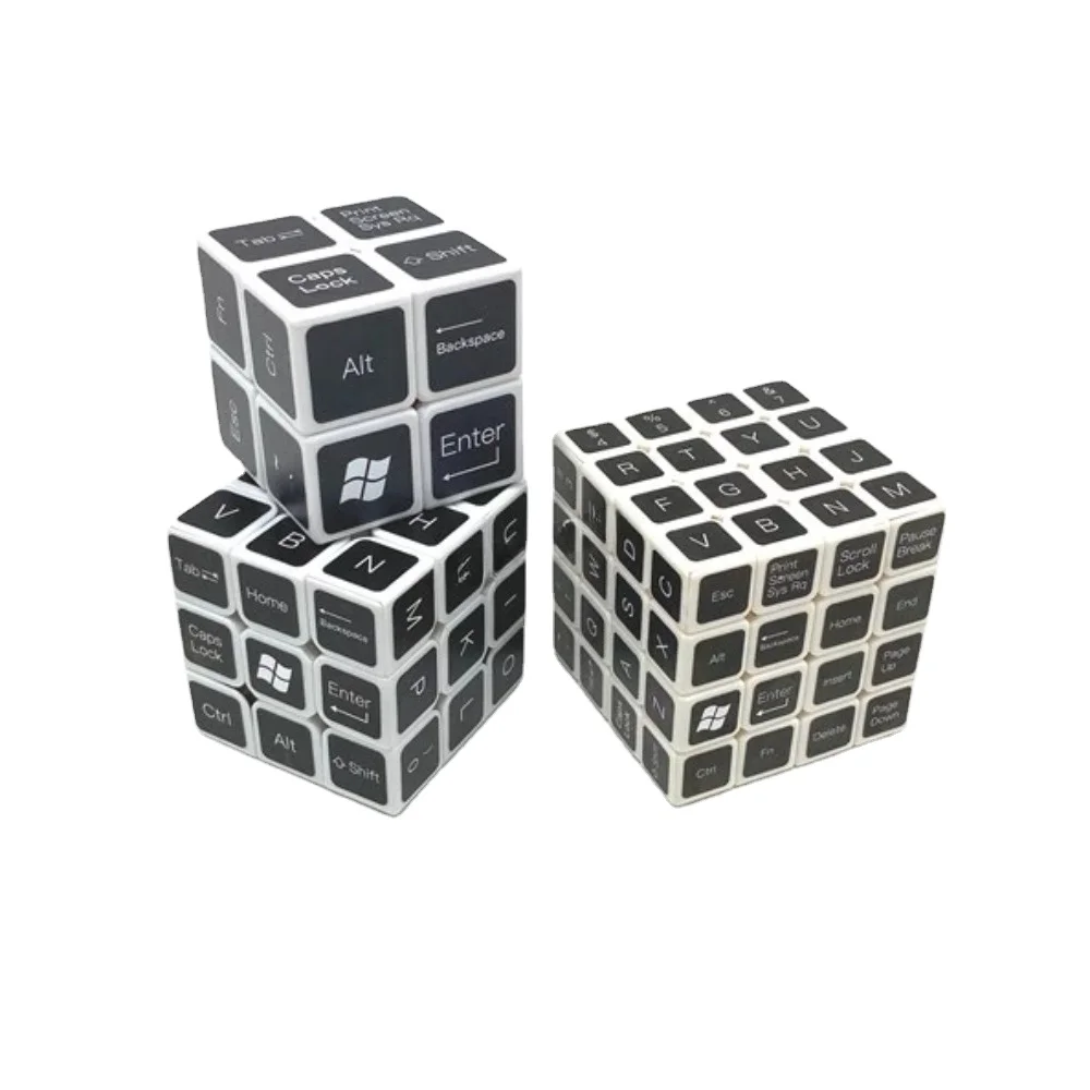 Calvin's Puzzle Cube pour enfants, White Body, Magic Keyboard, Toy Games, 2x2x2, 3x3x3, 4x4x4