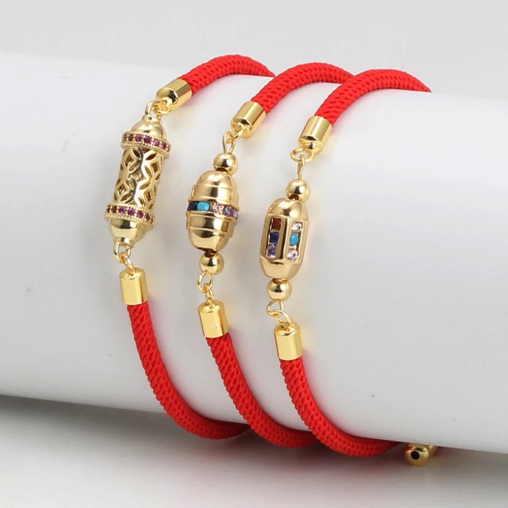 Newest Leaf Buckle Pull Rope Knotting Hollow Out Beads Tube Zircon Bracelet Rope Fashion Bangle Jewelry Party Summer Beach Gift image 3