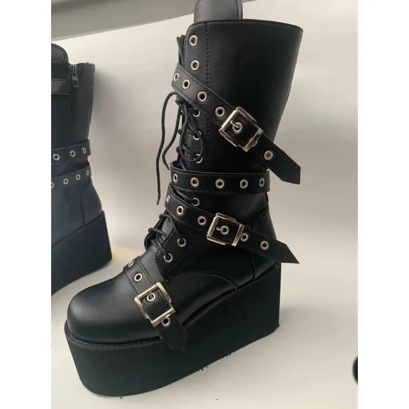 Women's High Boots 2024 New Comfortable Platform Boots European and American Side Zipper Boot New Fashion Punk Motorcycle Boots