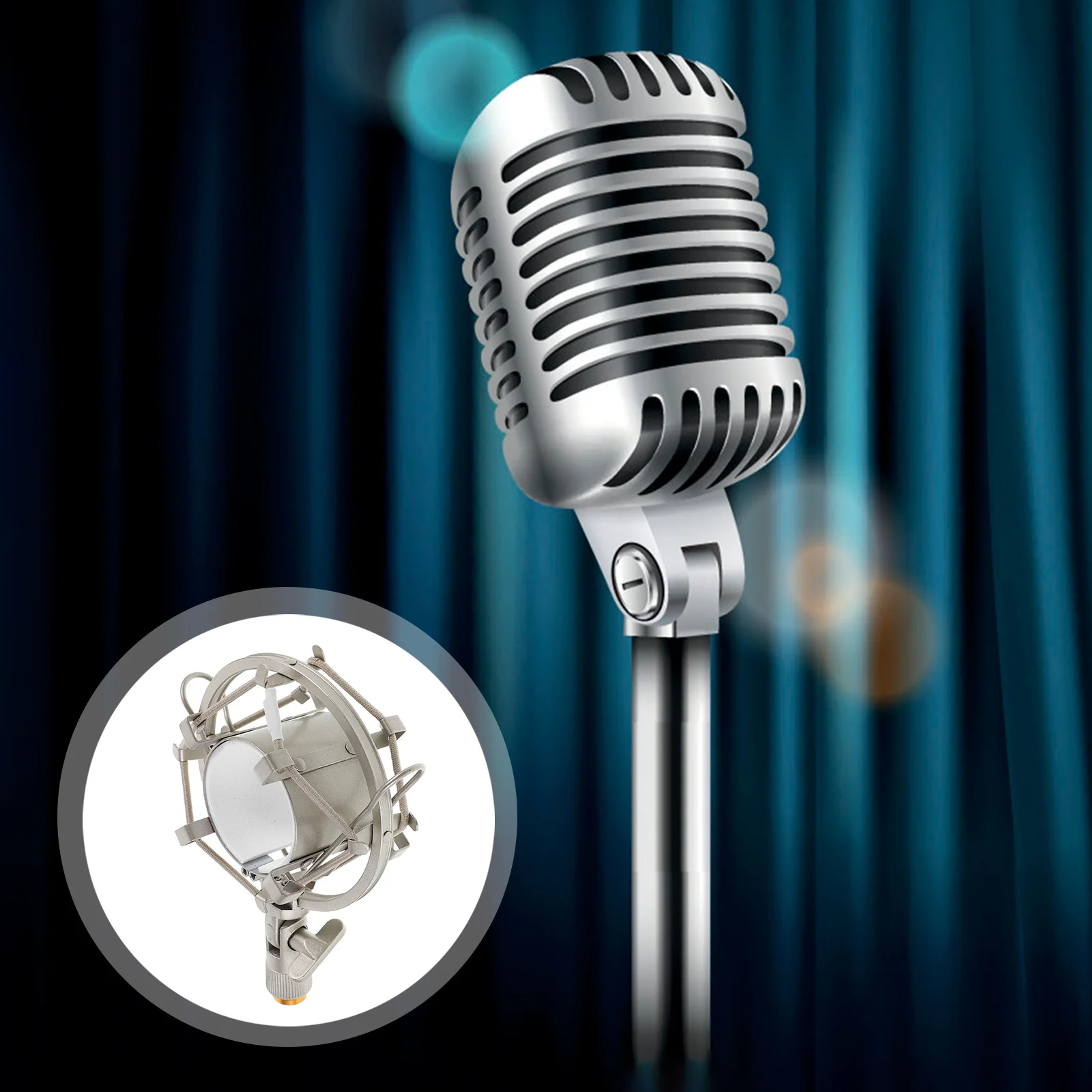 

Universal Microphone Shock Mount Anti-Vibration Suspension Holder for Condenser Mic Studio Recording Live Streaming High