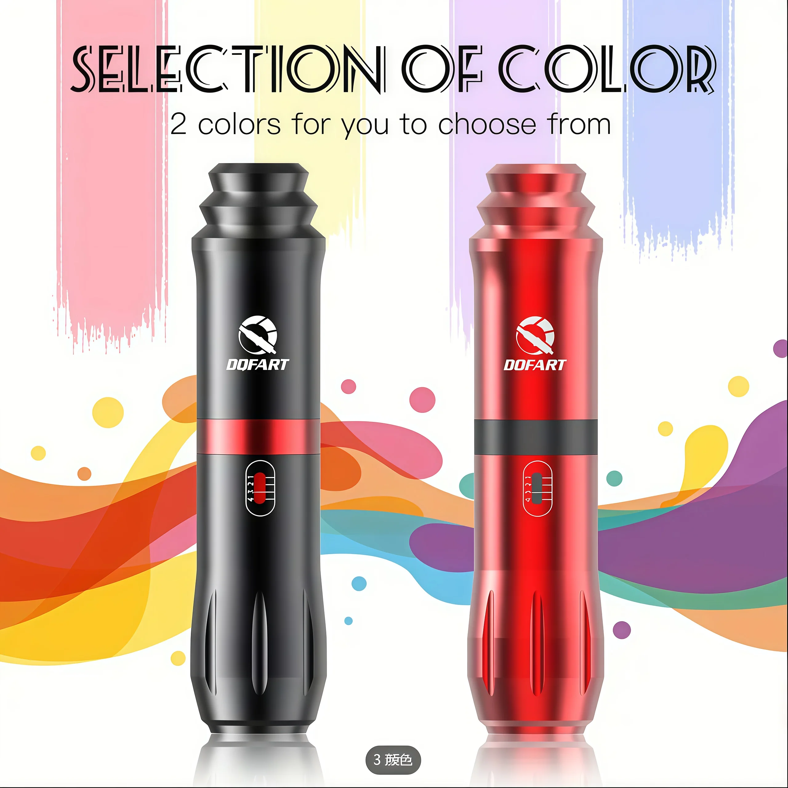 DQFART ワイヤレスタトゥーガンキット、1200mAh電源付き、初心者向けタトゥーキット、タトゥーニードル10本、タトゥーインク5本付き