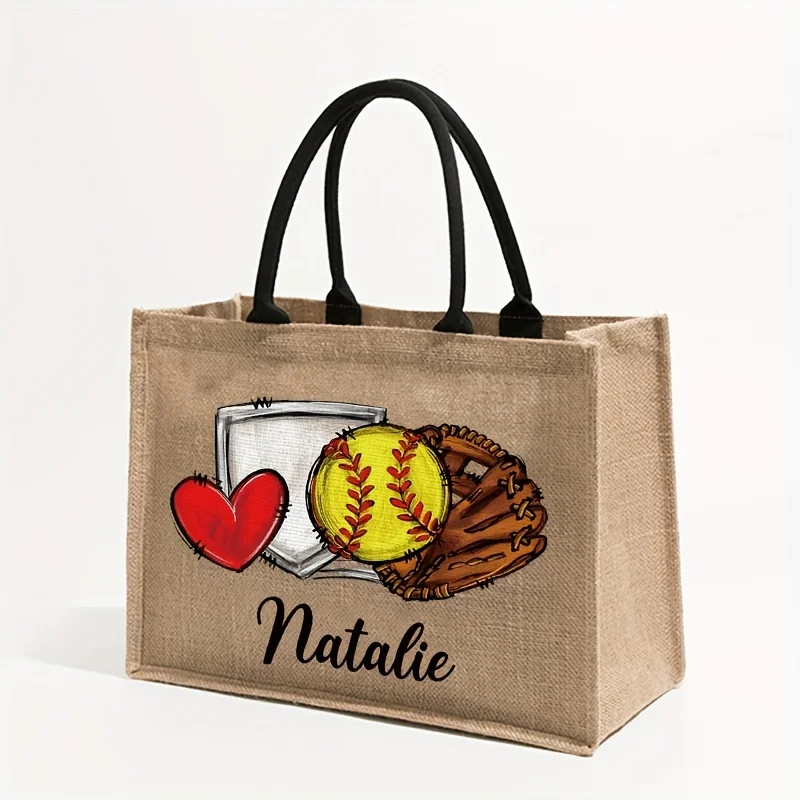 Custom Name Pattern Shipping Large Beach Bag Gift Tote Bag for Women Customized Softball Player with a Personalized Name Design view 2