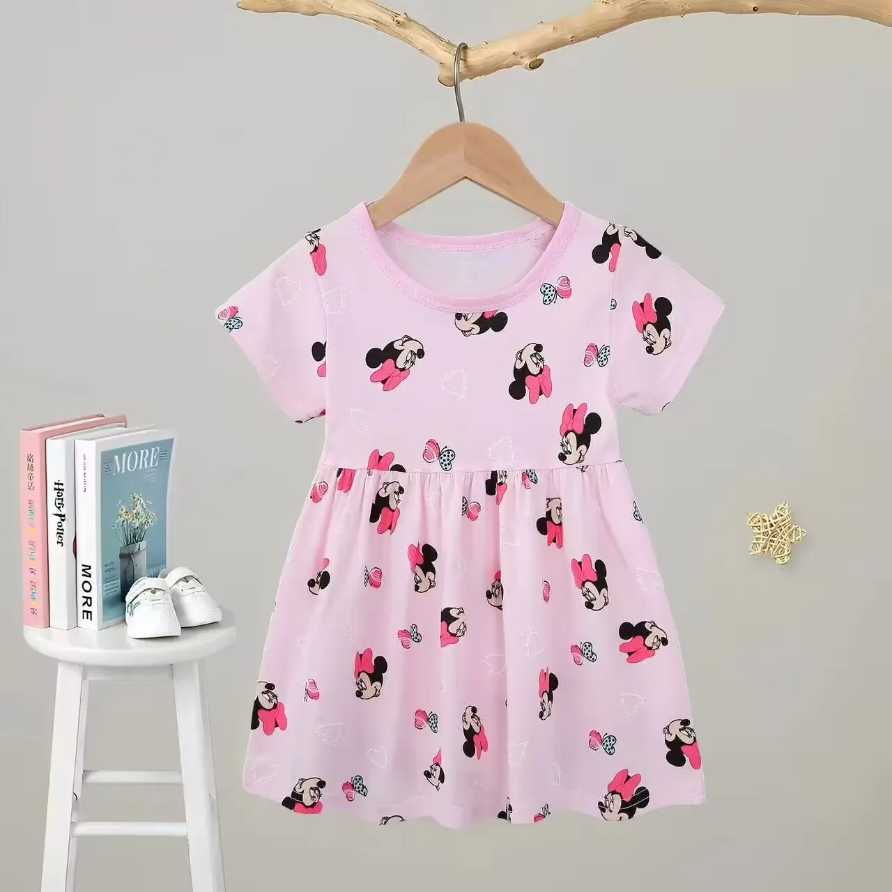 2- 6year Girls Dress cotton leisure Dresses For Girls cute printing Summer Holiday kids Clothing