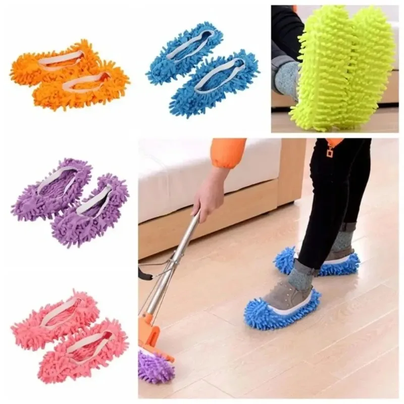 Pantuflas Absorbentes de Chenilla para Limpieza de Pisos - 2 Piezas, Zapatos para Limpieza del Hogar, Accesorios para Zapatillas, Kit de Limpieza de Calzado para Uso Doméstico