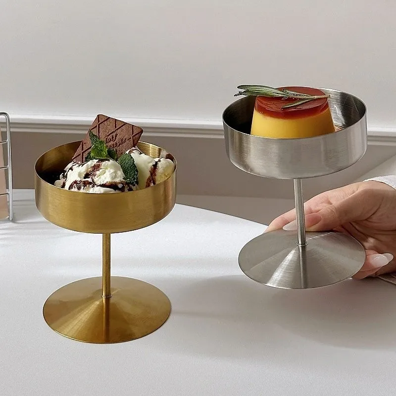 Tazones para Helado de Acero Inoxidable 304, Tazas Versátiles con Base para Postres, Ensaladas, Pudín, Frutos Secos, Tazón para Aperitivos para Fiestas de Cumpleaños