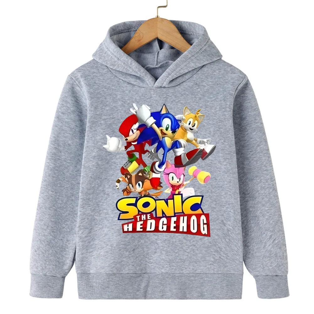 Style tendance ludique! Sweat à capuche imprimé Sonic Full Character Collection pour enfants