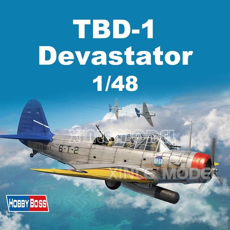 

Комплект пластиковой собранной модели самолета Trumpeter 81783, американский TBD-1 «Девестуатор», торпедная атака, самолет 1/48