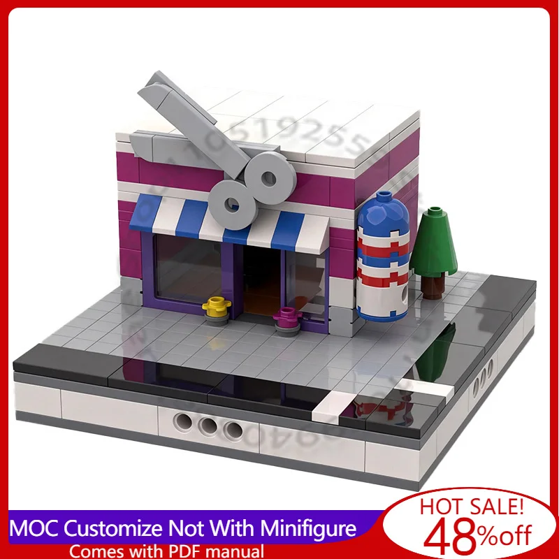 

289 PCS Building Brick Series Barbershop for a Mini Modular City MOC Customize Modular Building Block DIY Boys Festival Toy Gift
