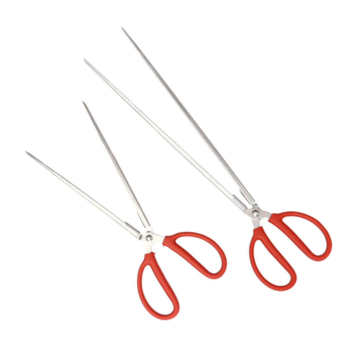 2PCS Eel Crab Mud Fish Tongs Long Garbage Tools for Outdoor - Straight (Red) Eel clip Mud Fish clamp