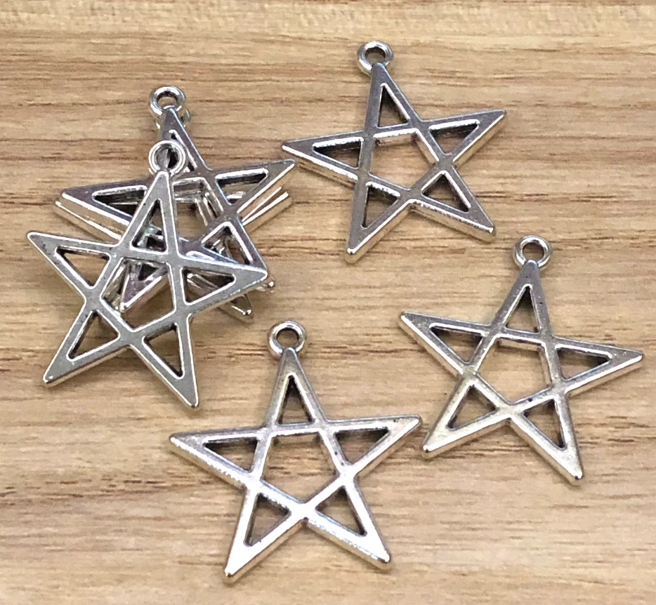 

15pcs 25*22mm Zinc alloy metal hollow star pendants for handmade accessories HW3547
