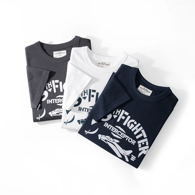 OKONKWO_75th Air Force Retro Military TEE Heavy 230g Thick Round Neck T-shirt