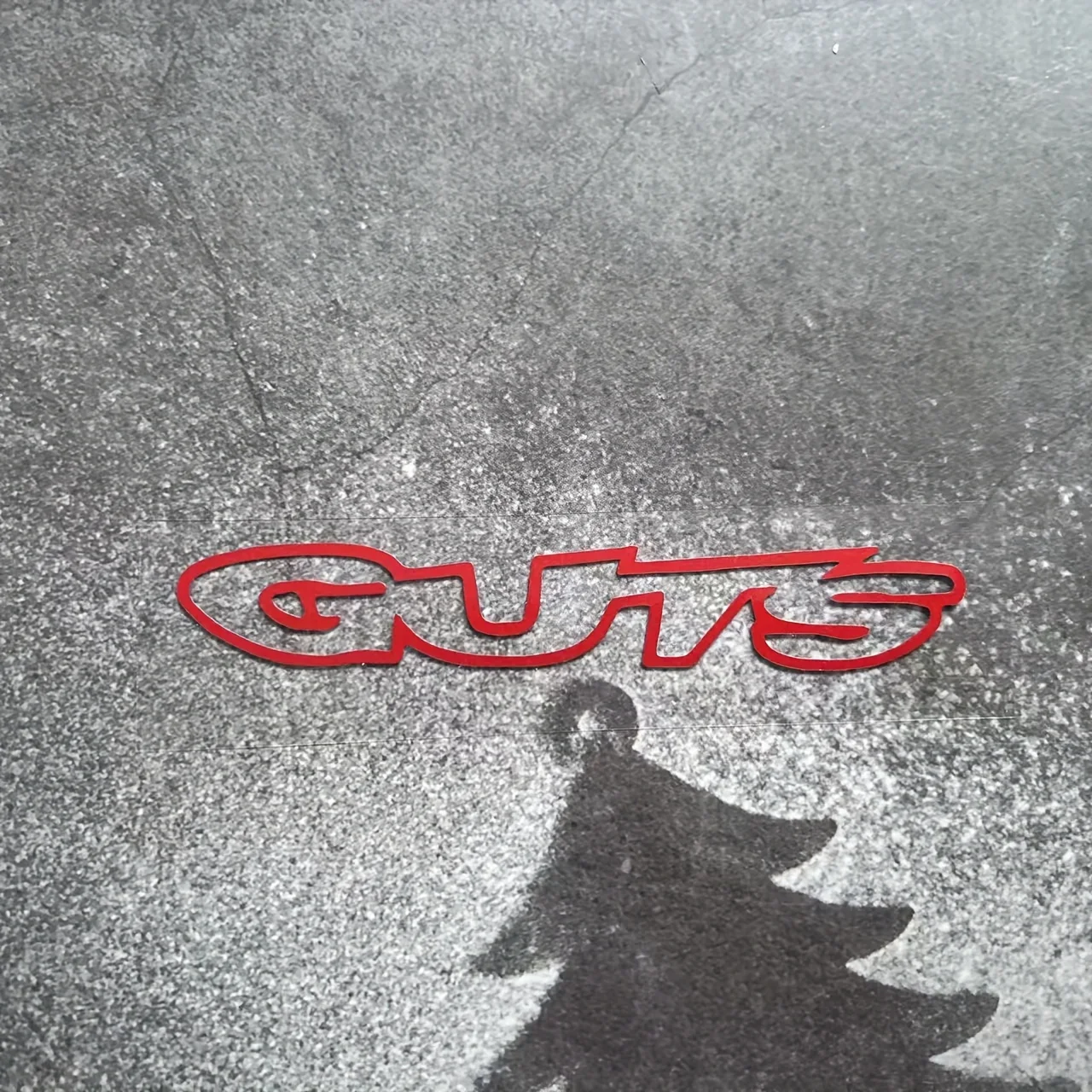 1 Stück „GUTS“-Textaufkleber, wasserfeste Vinyl-Aufkleber für Fahrzeuge