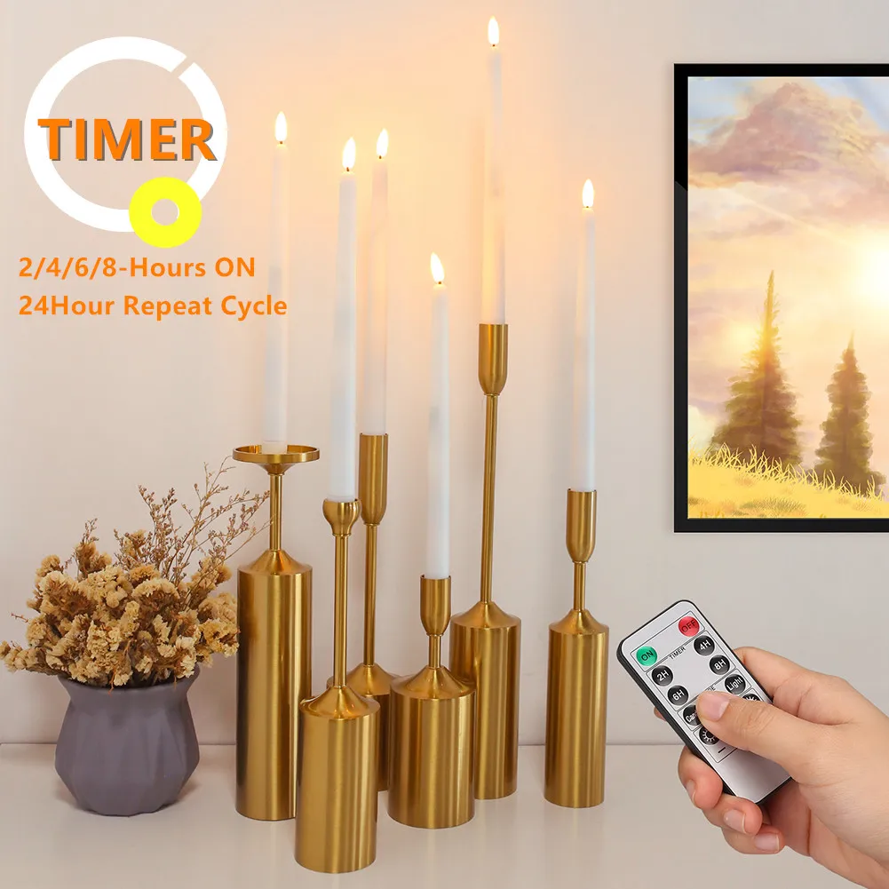 28CM Tall LED Flameless Taper Candle Battery Operated Flickering Electric Candle Stick for Pray Restaurant Wedding Home Decor