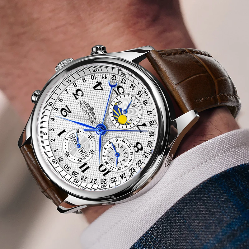 GUANQIN メンズ腕時計自動機械式時計スイス品質ビジネスファッショナブルな多機能防水腕時計