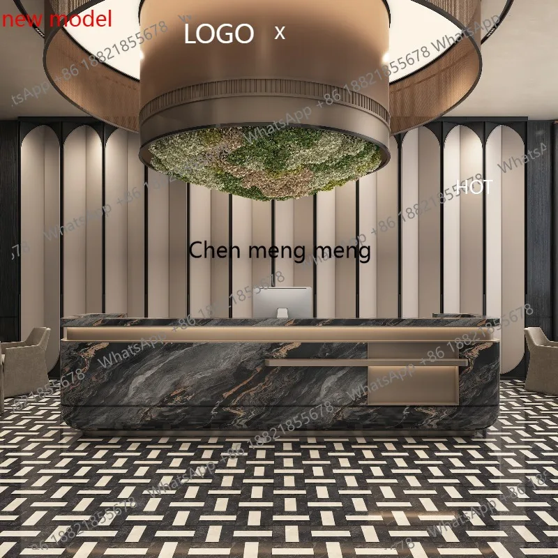 

Современная минималистичная стойка ресепшн для отеля в скандинавском стиле, роскошная стойка для салона красоты из спеченного камня, креативная коммерческая мебель FX