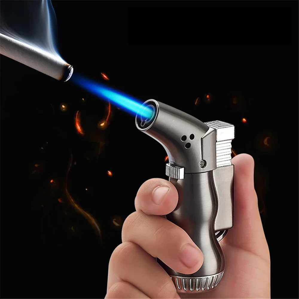 Metal Jet Flame Lighter Torch Refillable Adjustable Butane Gas Lighter Kitchen Outdoor BBQ Ignition Tool Turbo Windproof Lighter