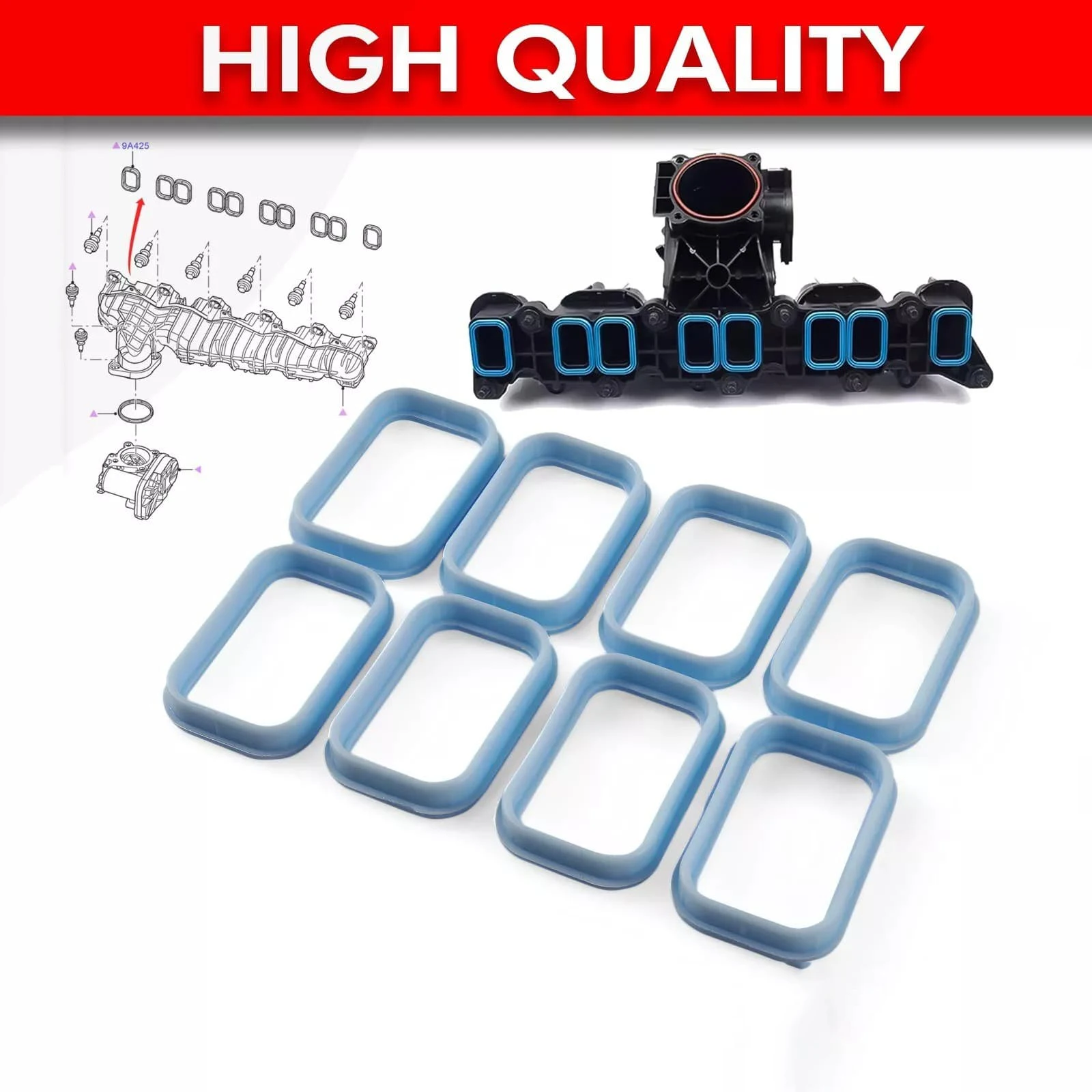 8Pcs For Ford Mondeo Transit Mk6 Mk7 Mk8 Custom Inlet Manifold Gaskets Kits Air Intake Engine Parts 1138392 Car Accessories