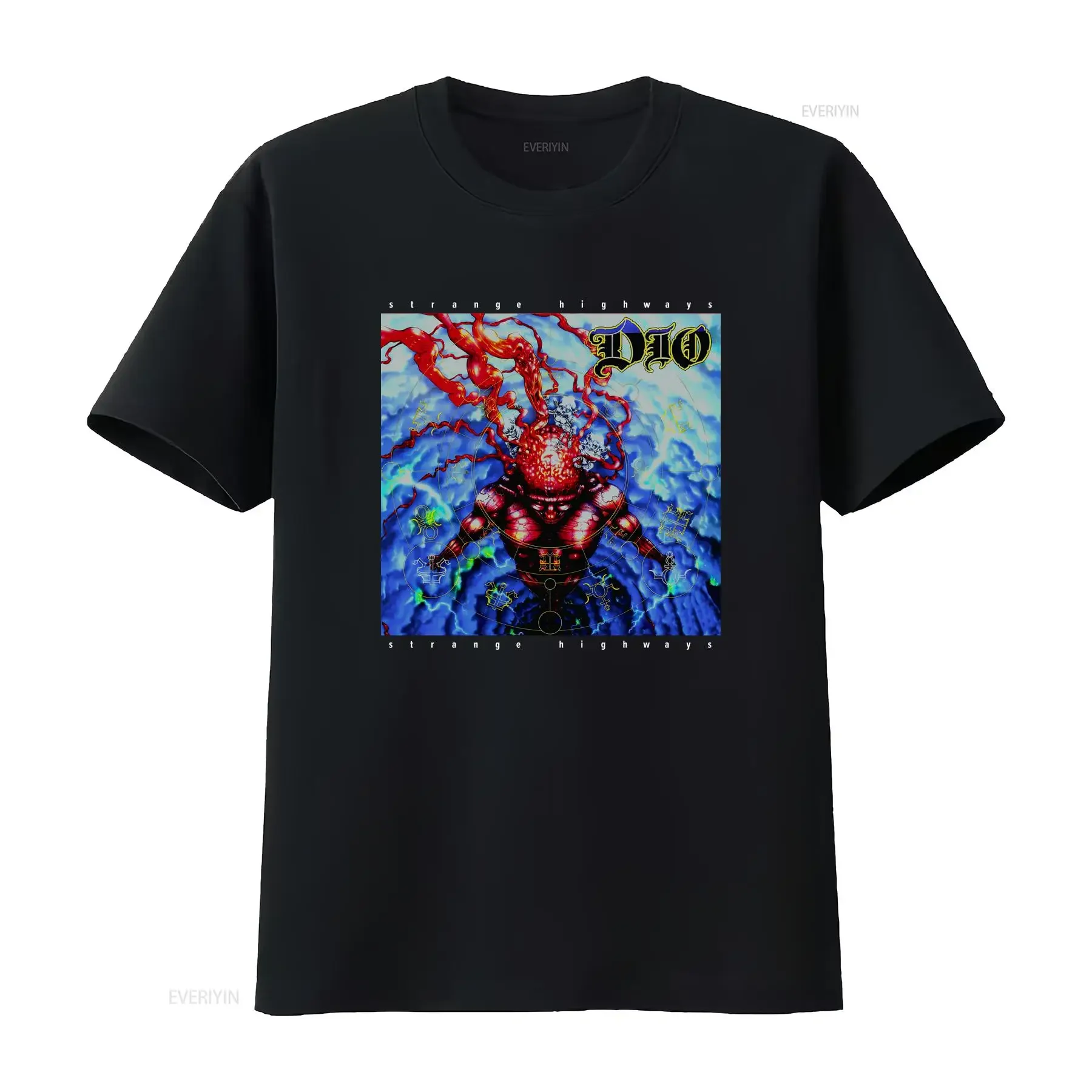 

Dio Strange Highways Album Cover 1994 Men's T Shirt Rock Band Music Merch vintage Washed Versatile Stretched homme Soft Unisex