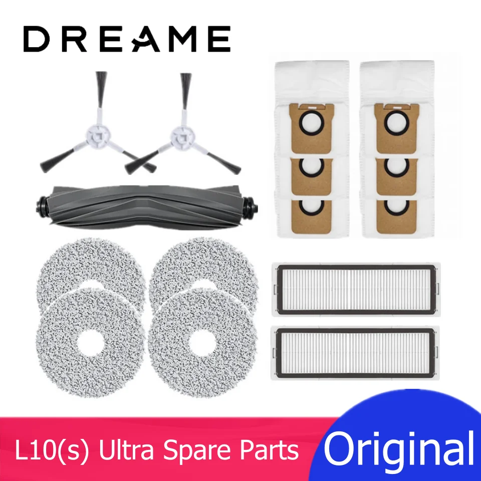 Original Dreame Bot L10s Ultra/L10 Ultra/L10 Prime Robot Vacuum Cleaner Spare Parts, Main Brush Side Brush Filter Mop Optional