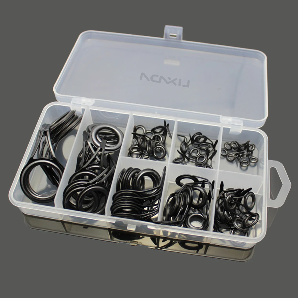 75pcs Various Sizes Fishing Rod Guide Tip Fishing Line Spinning Guide Eyes Rings Tip Top Repair Kit Set