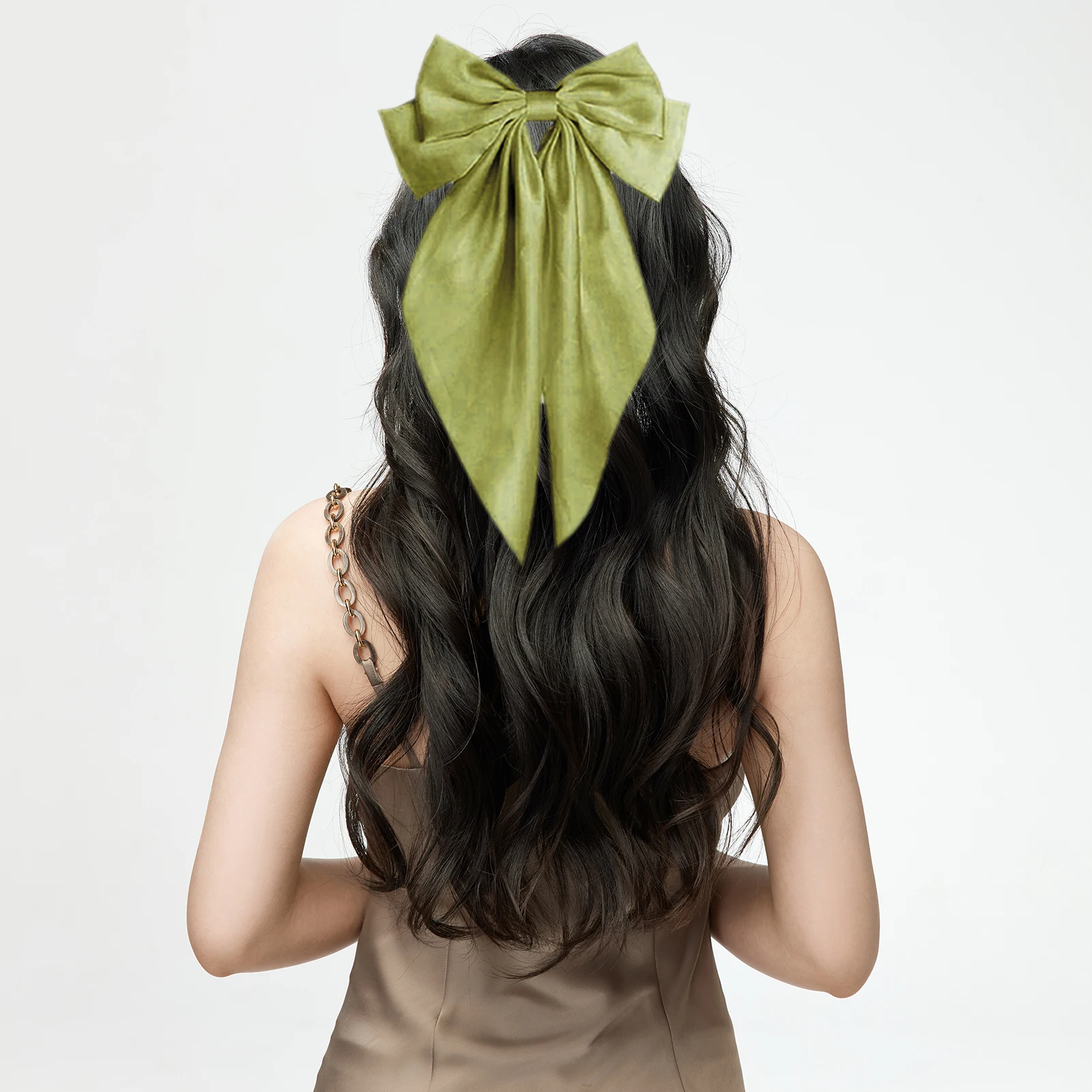 Neue Einfarbig Bowknot Band Haar Clip Frauen Große Bowknot Barrettes Mädchen Pferdeschwanz Clip Stirnband Haar Zubehör Geschenke – Detail 6
