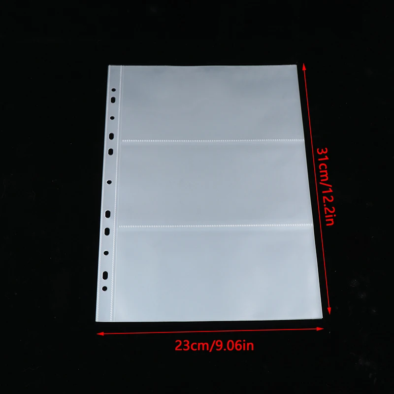 HOT! 10pcs Loose Leaf Sheet 3-Slot Transparent Banknotes Holder Portable Paper Money Protective Bag Paper Money Collection Album