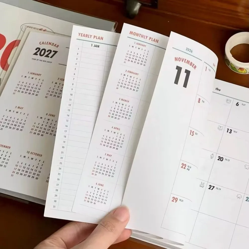 Gifts with Calendar 2027 Notebook Weekly Layout Self Discipline Check-in Weekly Planner Diary Book Daily Planning