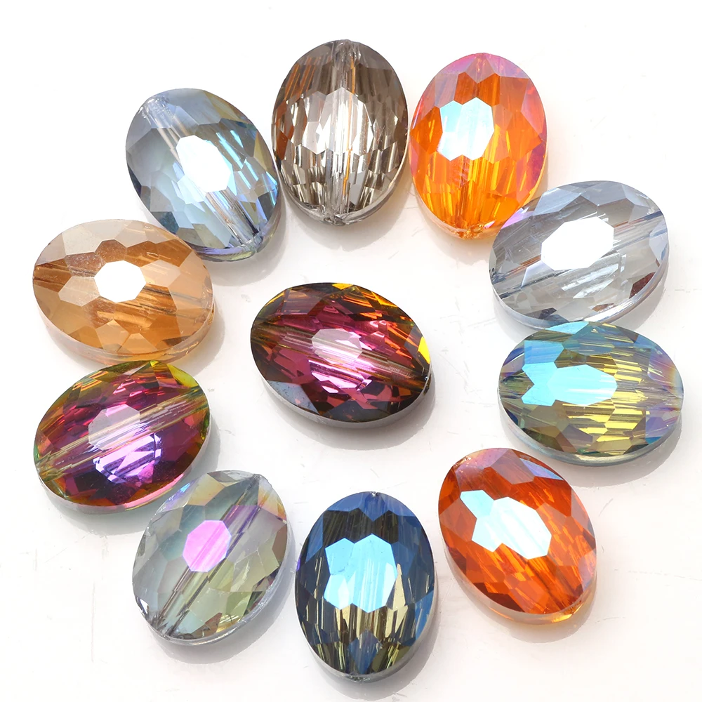 16x20mm 10pcs Center Hole Crystal Beads Glass Oval Beads Stone For DIY Making Charms Hanging Jewelry garment accessory
