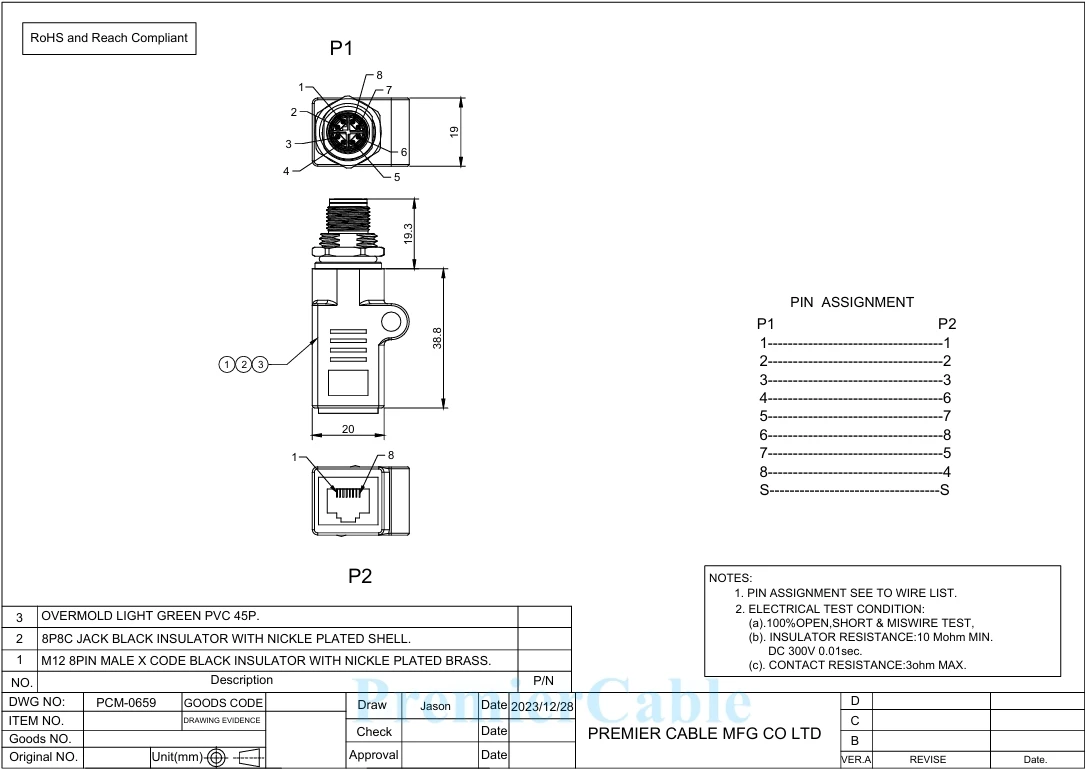 M12 X Code 8-Pin Buchse auf RJ45 Ethernet-Adapter IP67 abgeschirmte Einbaubuchse für Schalttafel, Durchgangssteckverbinder, runder Steckverbinder – Detail 2