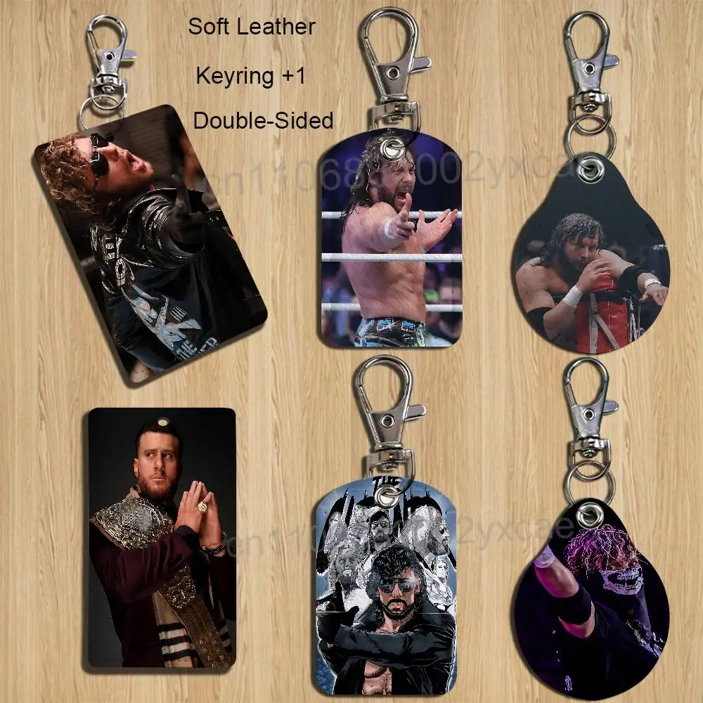 

game MJF Cleaner Kenny Omega Leather Keychain Badge Holder with Lanyard - ID/Access Card Holder, Key Ring Accessory, Gift Option