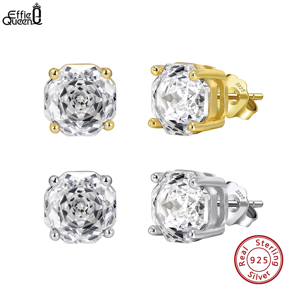 

Effie Queen 925 Silver Needle Rose Flower Shiny Zircon CZ Stud Earrings Fashion S925 Cubic Zirconia Earrings Daily Jewelry SE414