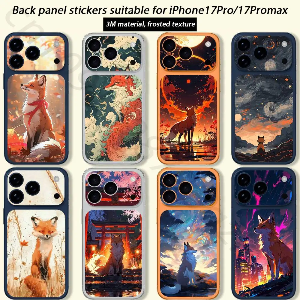 

Cute Cartoon Animal Fox For iPhone 17 pro Max /17 pro Full Cover Decal Skin Wrap 3D Colorful Rear Protective Sticker Film