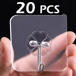 5/10/20 Pcs Hooks Key Storage Hanger Transparent Multi-Function Wall Mounted Strong Load Strong Load Kitchen Bathroom Organizer