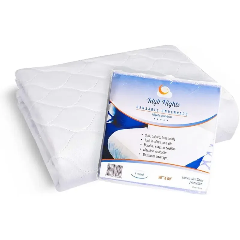 

Washable Incontinence Bed Pad - Waterproof with Tuck-in-Sides – Leakage & Sweat Mattress Protector - Reusable Full/Queen 36x60 i