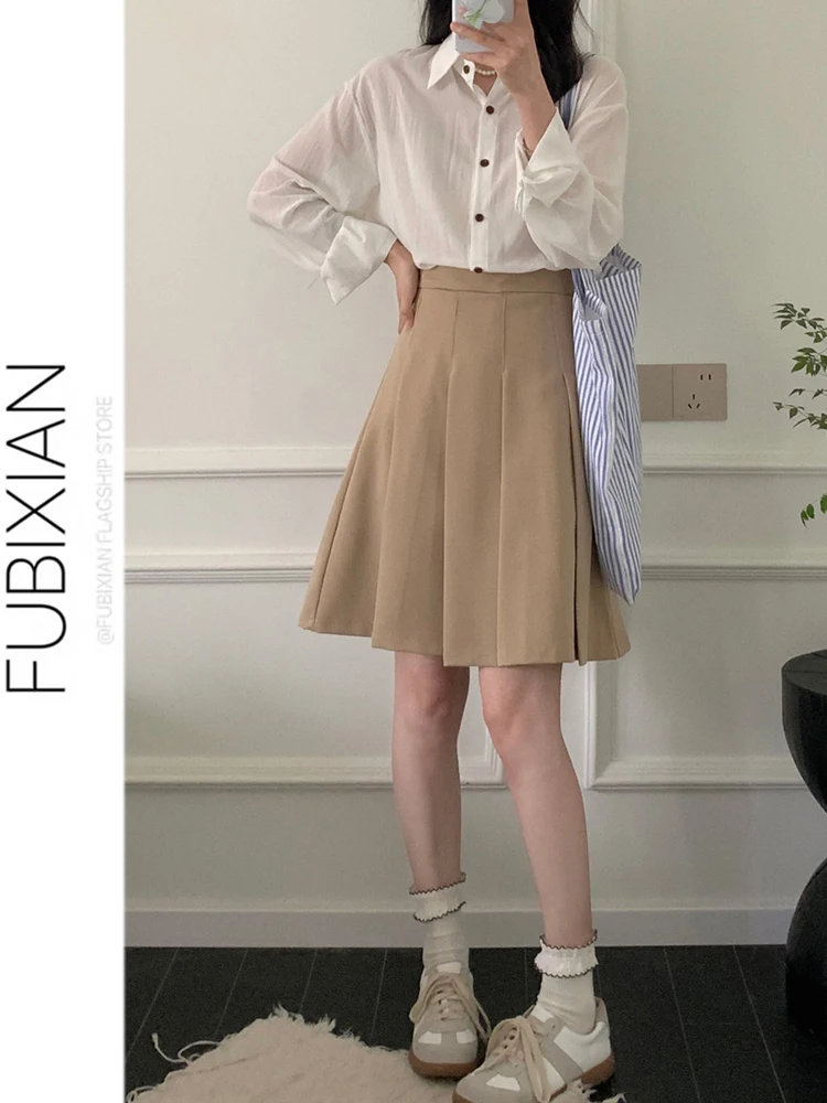 

Khaki Suit Style Pleated Skirt High Waist Slim A-Line Casual Versatile College Style Spring 2026 New Arrival Women's Skirt