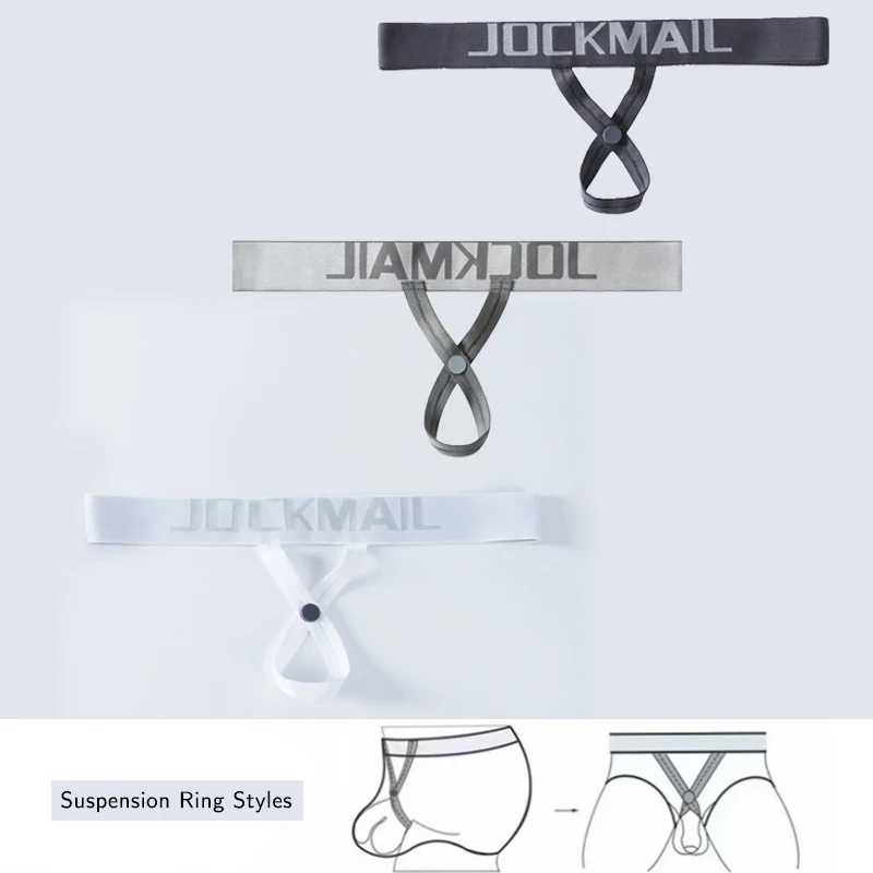 Jockmail Men Ring Underwea Homosexual Ropa Interior Sex Para Bragas Hombre New Hollow Ring T-Back Button Adjustable Jockstrap