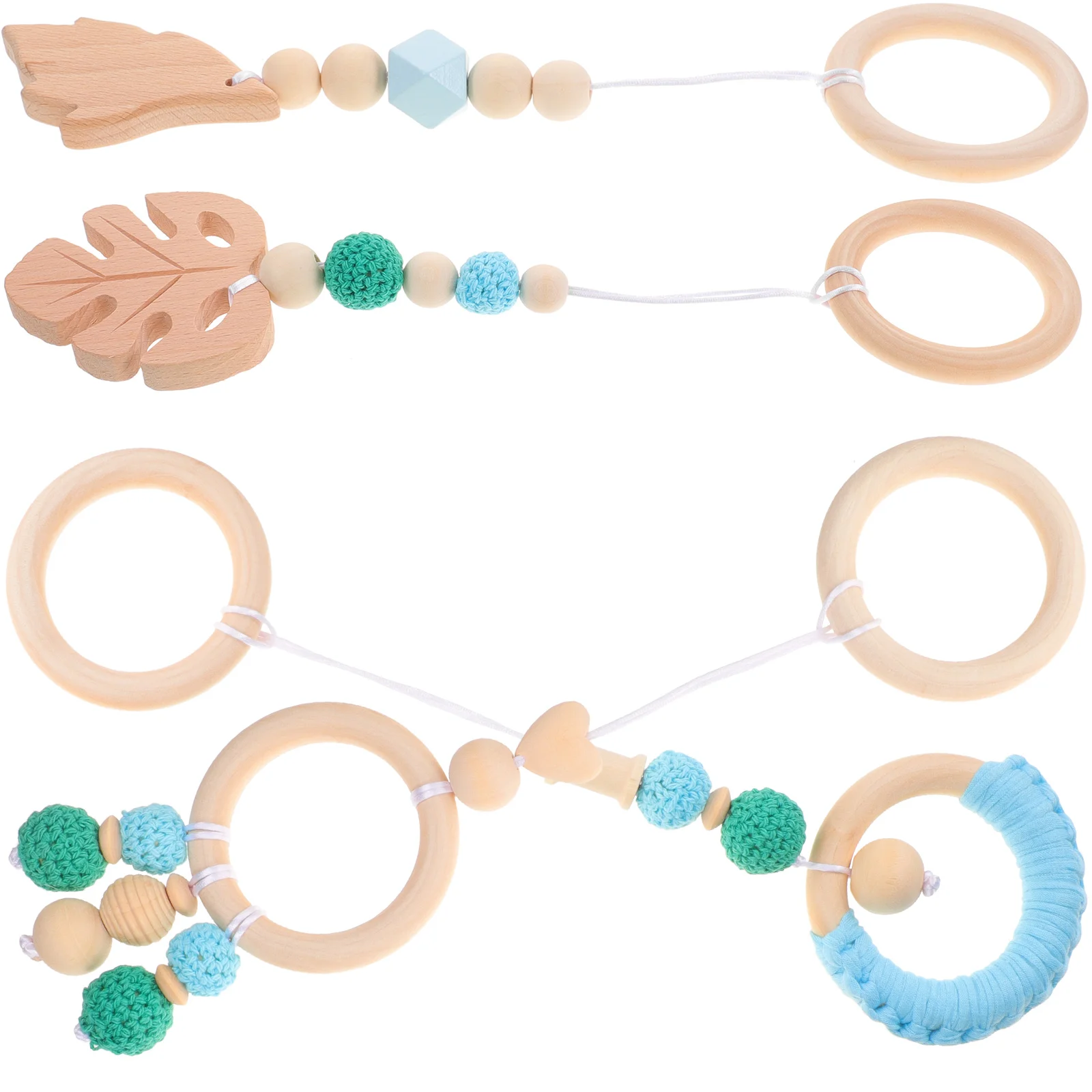 4 Uds. Decoración para habitación de bebé, juguetes colgantes, sonajero colgante para cuna, cochecito de bebé de algodón y madera para recién nacido, cuentas de hilo, cama sensorial para niños pequeños