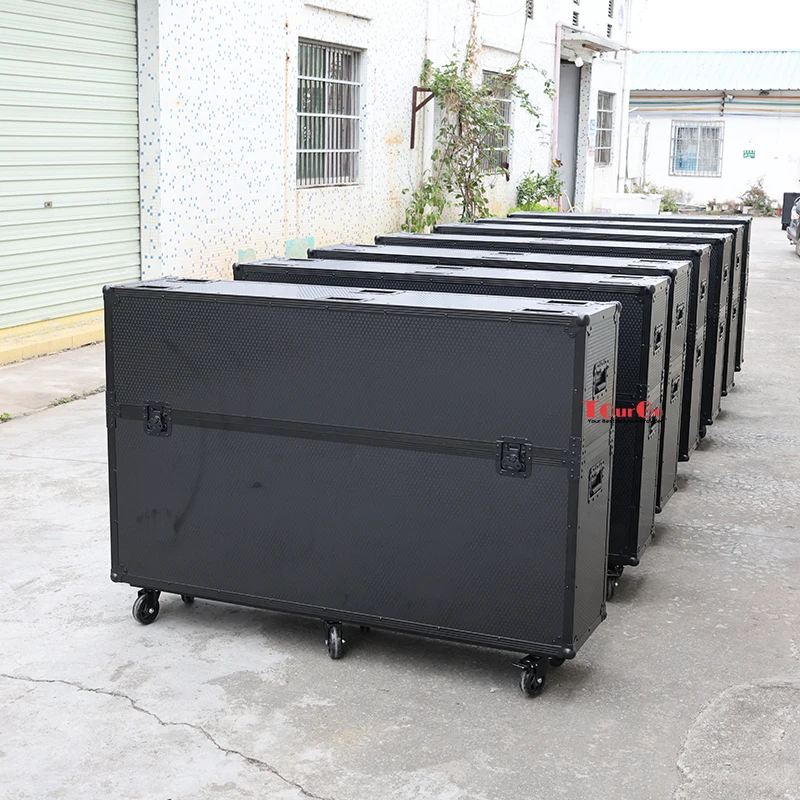 All in Black 65inch Universal Single LCD LED TV ATA Flight Case W/4X4