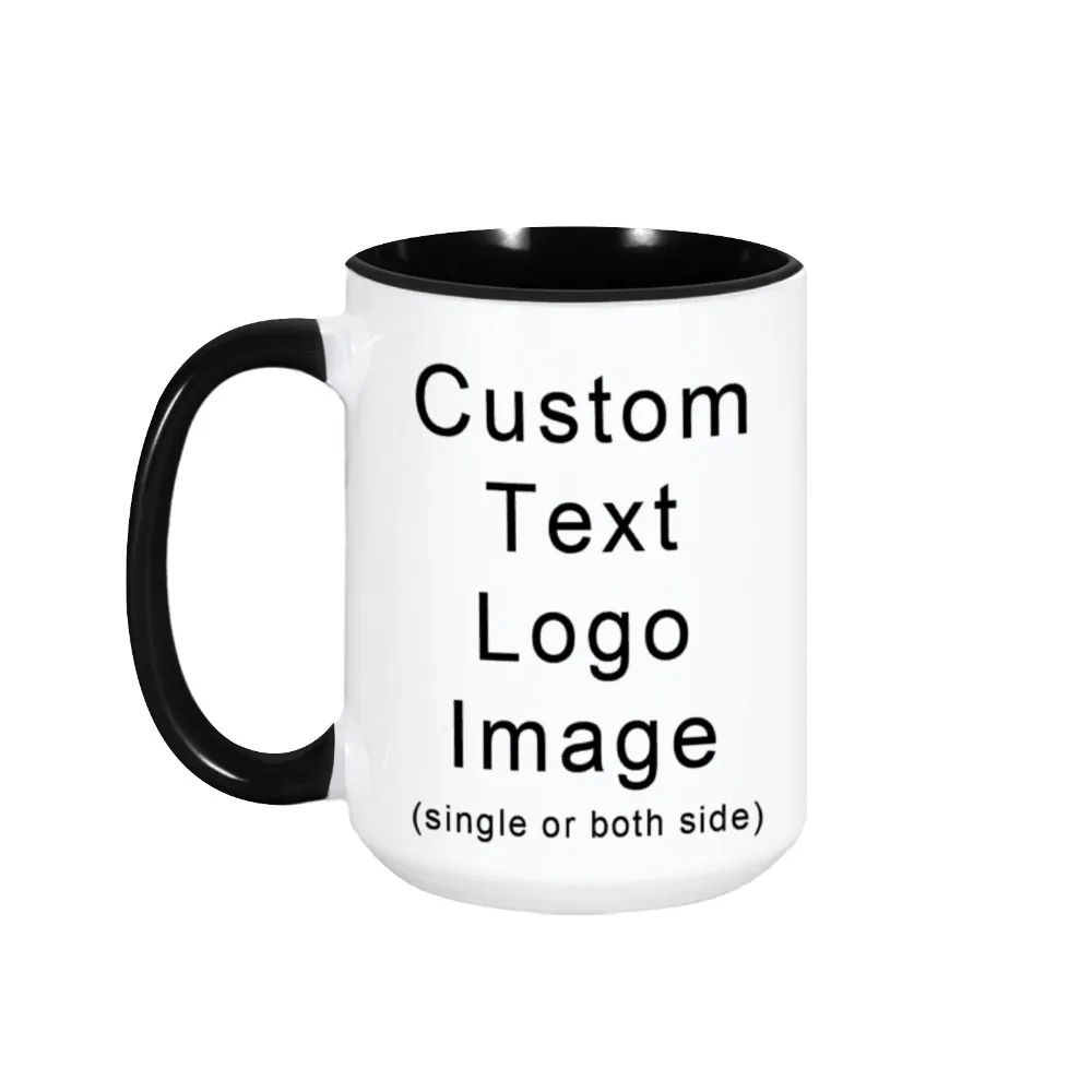 Custom Image 15oz Ceramic Coffee Mugs Family Photos Design Mug Personalized Text DIY Cups Friends Birthday Creative Novelty Gift