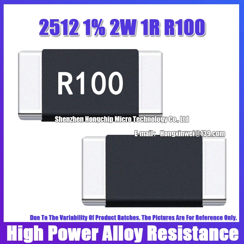 (20PCS) 2512 1% 2W 1R R100 Alloy Resistor 0.1Ohms Detect Current High Power Resistor 6.4X3.2MM -55~+170℃