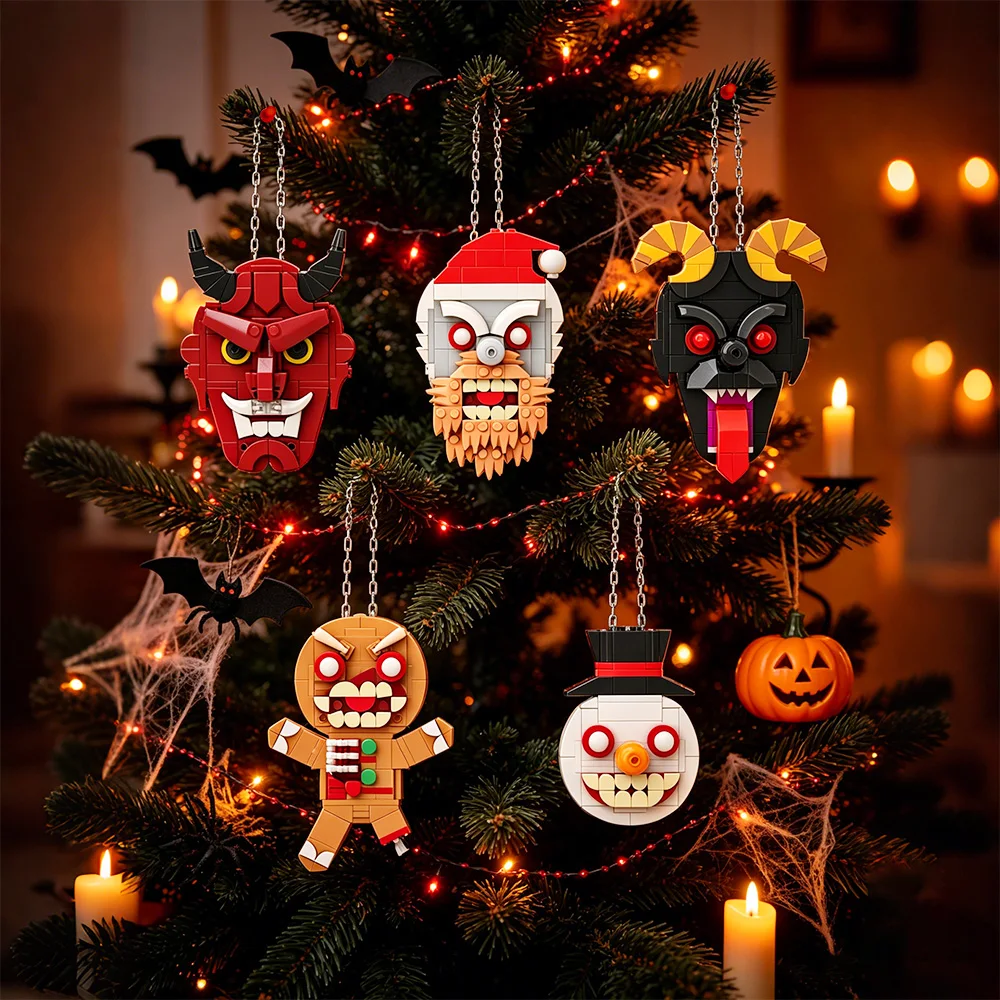 Halloween Ghost Building Blocks Kit 433PCS Spooky Ghost Demon Masks Halloween Hanging Decor Brick Toy Adult Gift