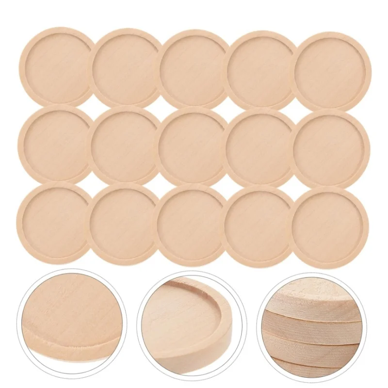 100 unids/lote 25-40mm bandejas redondas colgantes de madera paneles circulares de madera para pintar tableros de lienzo redondos, bandejas de madera sin terminar