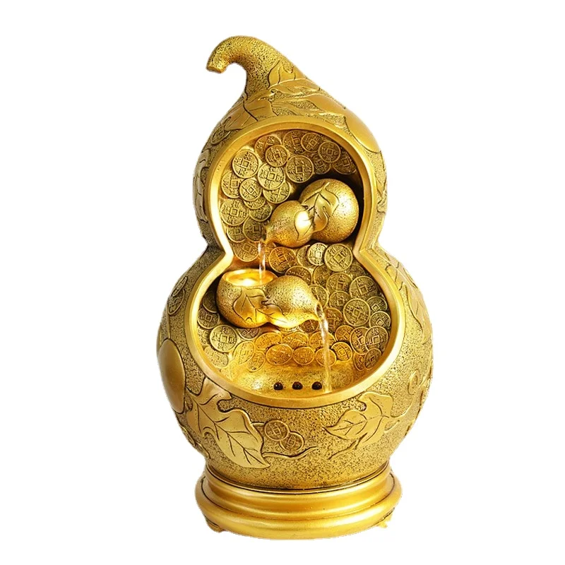 

Wyj Creative Gourd Flowing Water Ornaments Circulating Fountain Lucky Living Room Water Curtain Wall Table Decorations