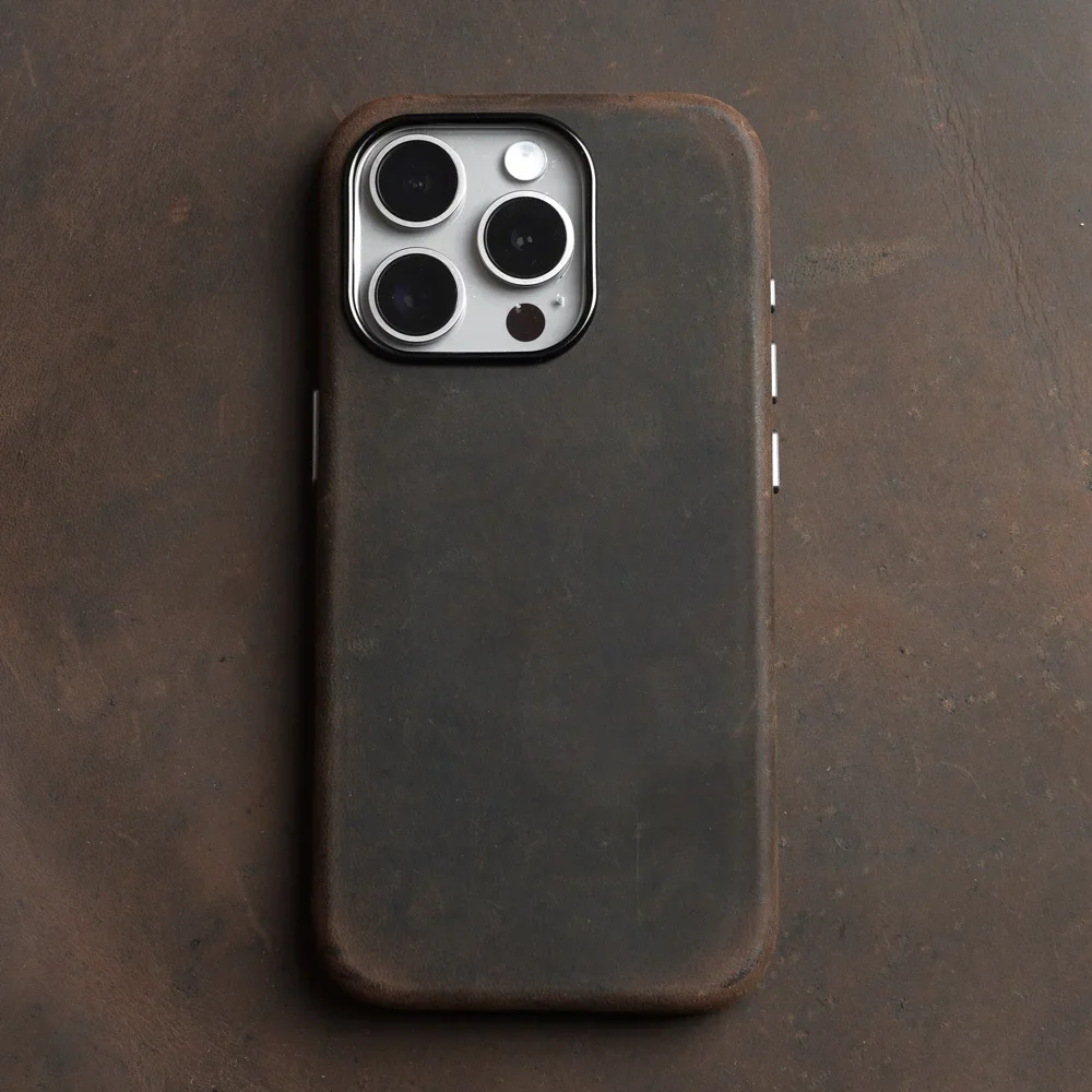 Italiaanse Crazy Horse lederen tas voor iPhone 17 16 15 14 Pro Max persoonlijkheid koeienhuid magnetische telefoonhoes