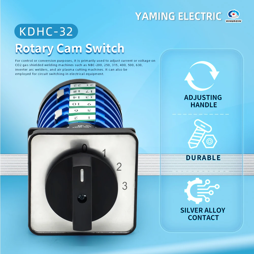 Welding Machine Rotary Cam Switch 6 Poles 4 Positions KDHC-32/6x3 Silver Contact 32A 500V Manual Circuit Control