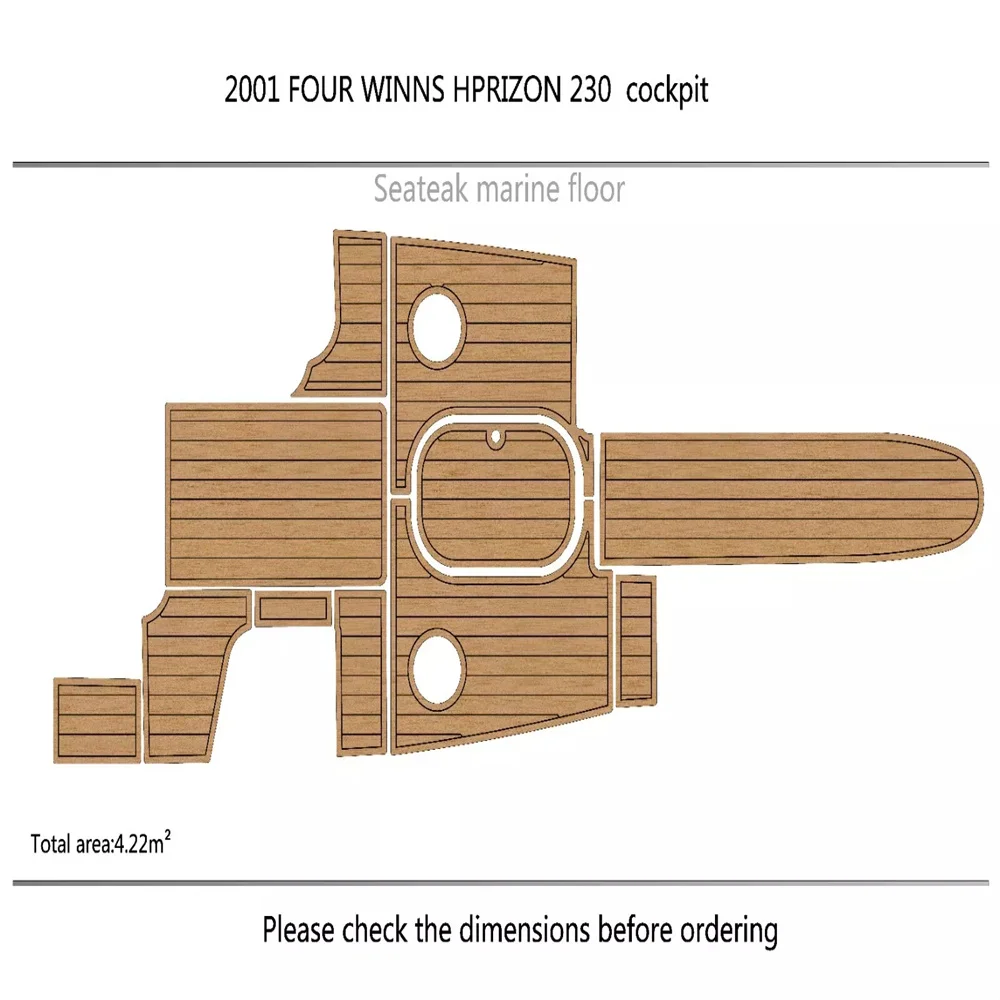 

2001 FOUR WINNS HPRIZON 230 cockpit Pads 1/4" 6mm EVA Teak Decking floor Mat SeaDek MarineMat Gatorstep Style Self Adhesive