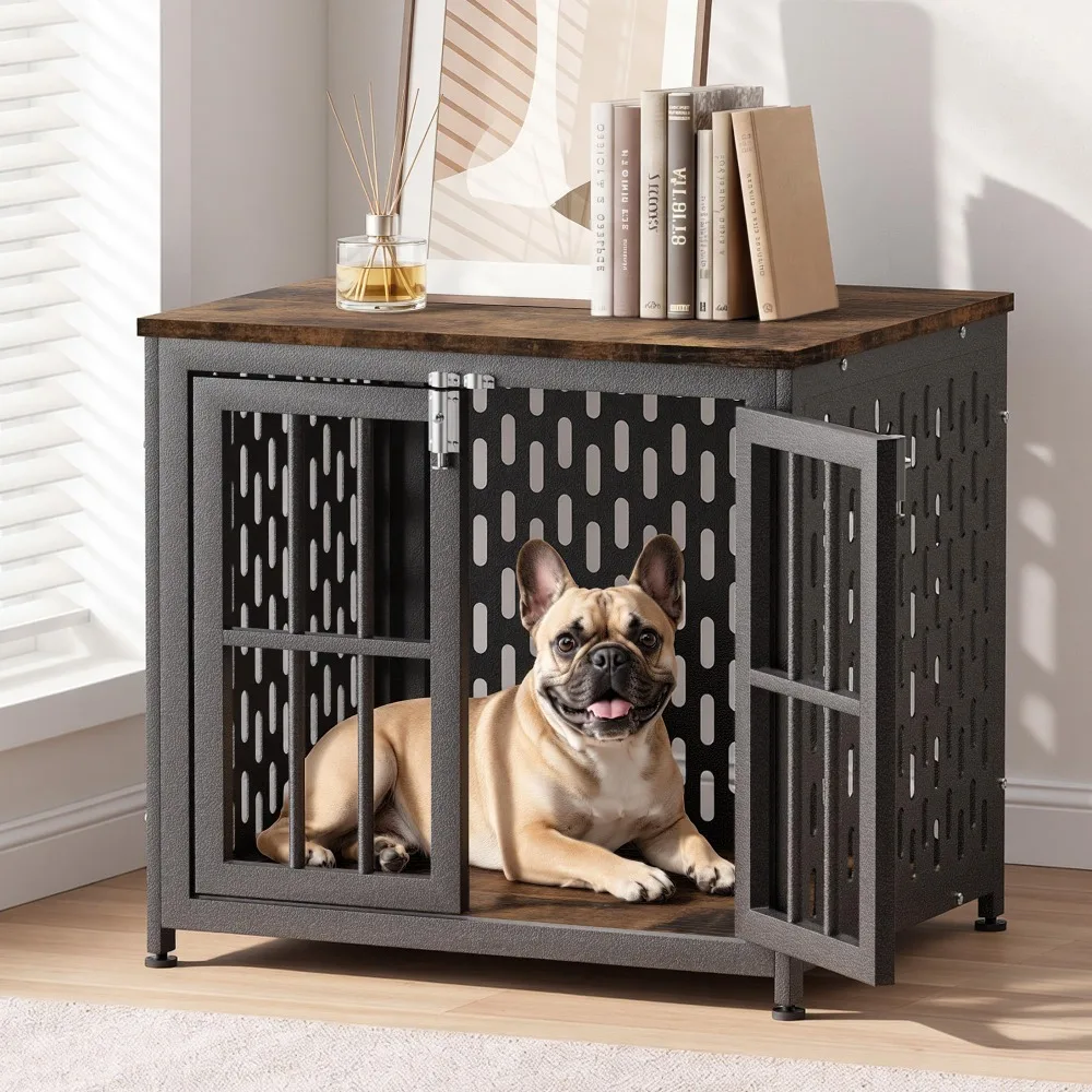 Indestructible 26 Inch Dog Crate Chew Proof Indoor Kennel, 2 Strong Locks | Double Doors With Rustproof Metal Panels