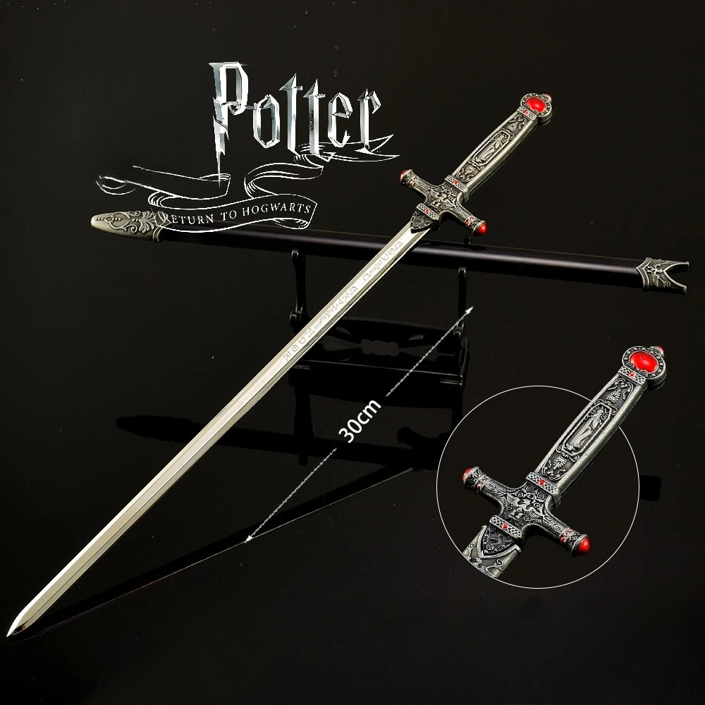 30 cm Gryffindors-Schwert, Ganzmetallmodell mit Scheide, Potter-Westernschwert, Sammlerstück, mittelalterliche Schwerter, Schreibtischdekoration, Spielzeugmesser, Junge