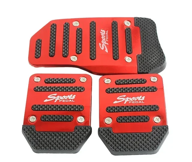 Universele aluminium automatische transmissie autopedaalafdekking rem brandstof gas voetpad set kit pedalen rood blauw zilver antislip gereedschap
